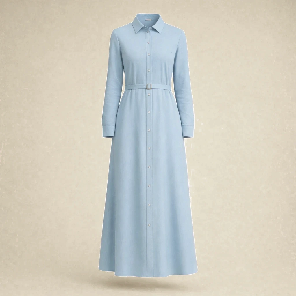 Classic Linen Maxi Dress in Sky Blue