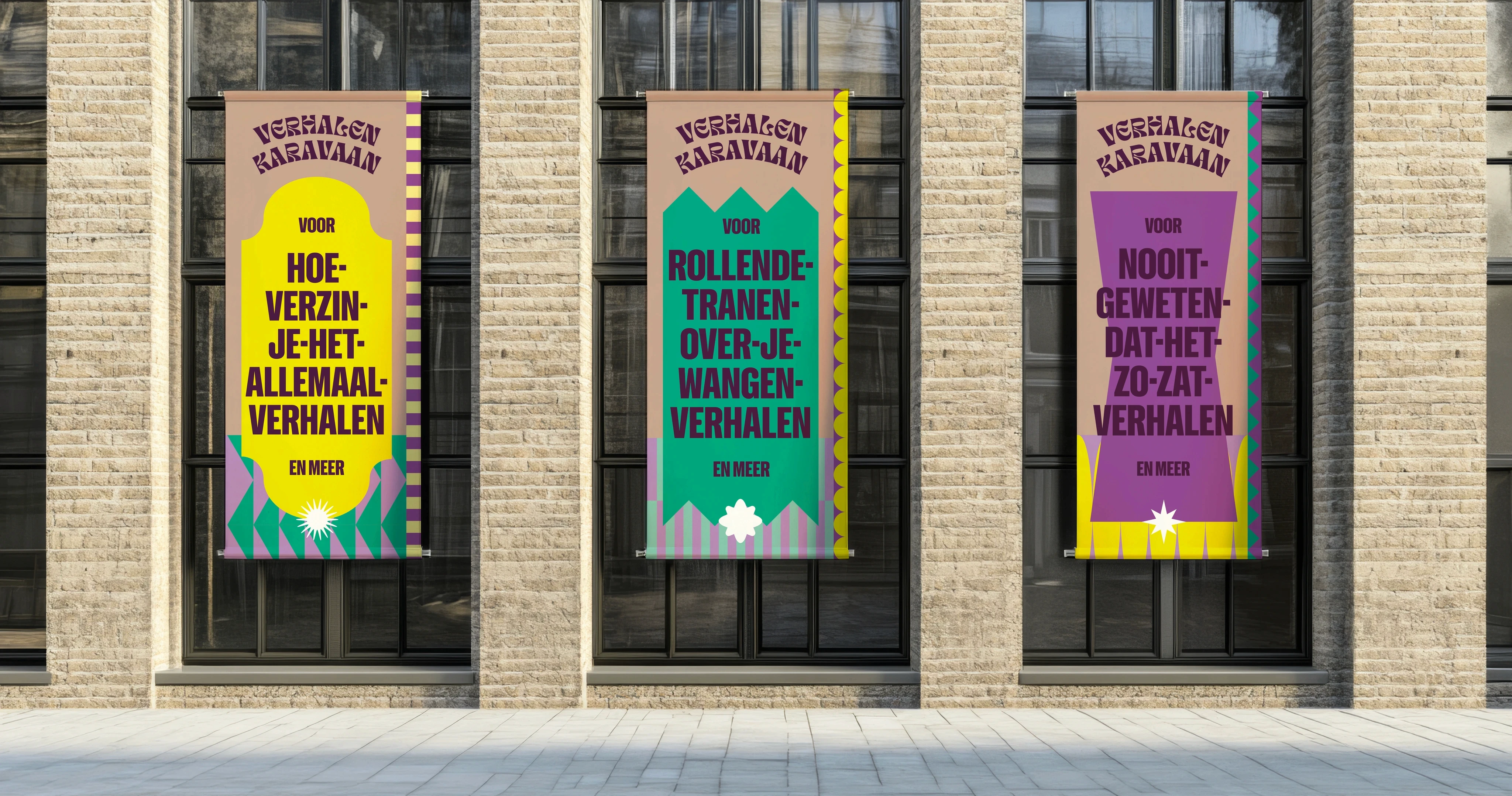 Grafisch ontwerp Verhalen Karavaan banners