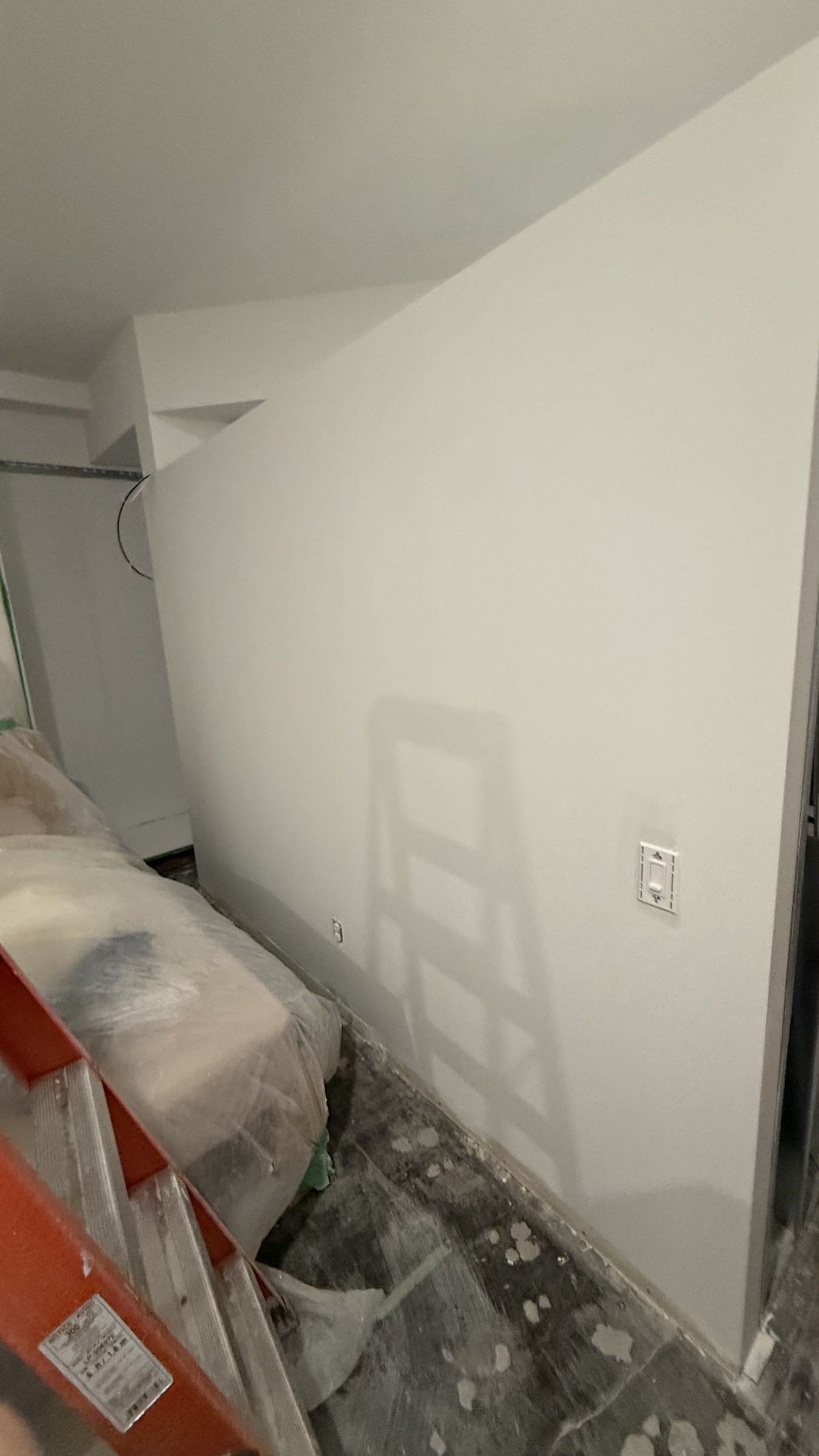 Smooth plastered walls at the end of the build-out