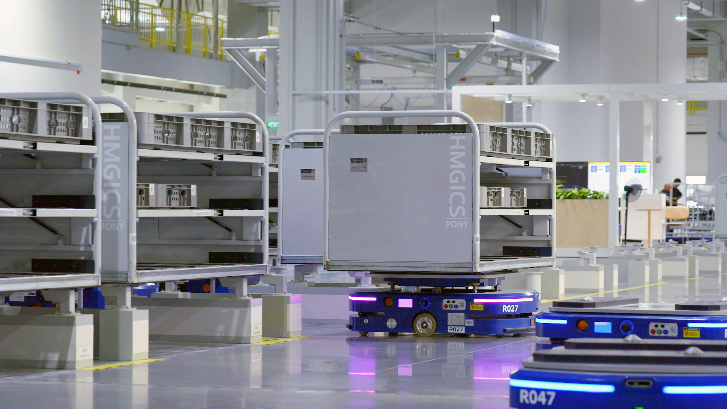 Automated guided vehicles operating within a modern warehouse