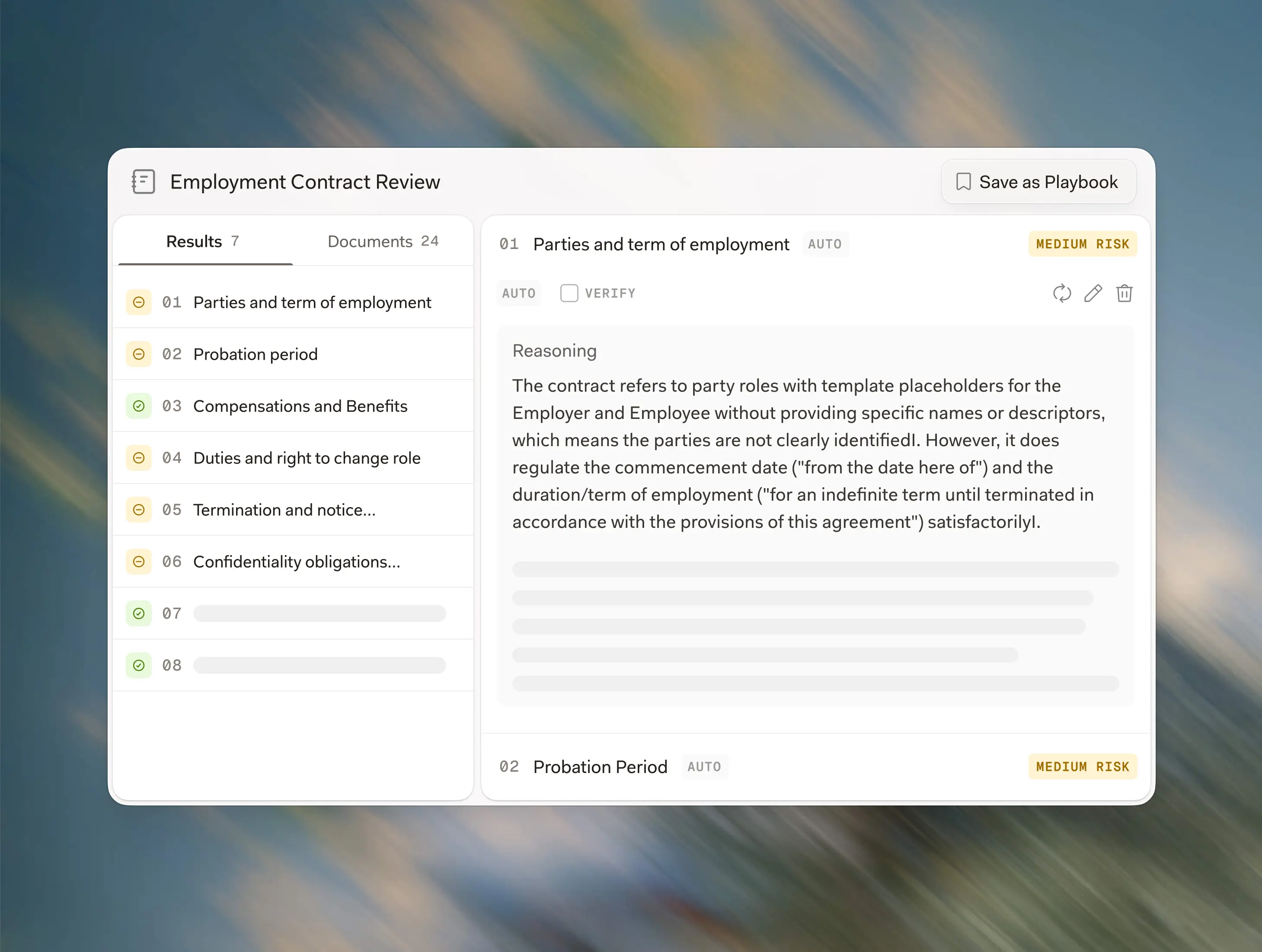 product review example employment contract