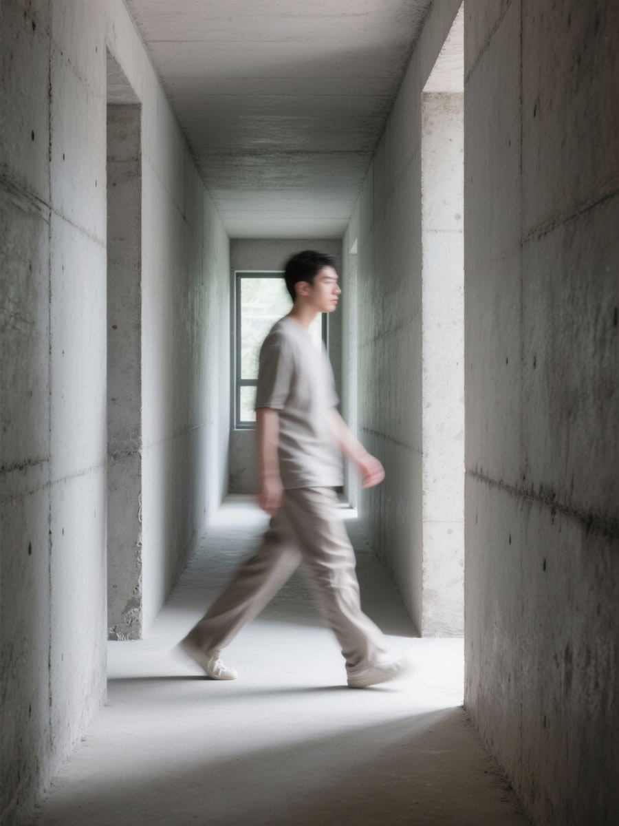 A man walking out of a building