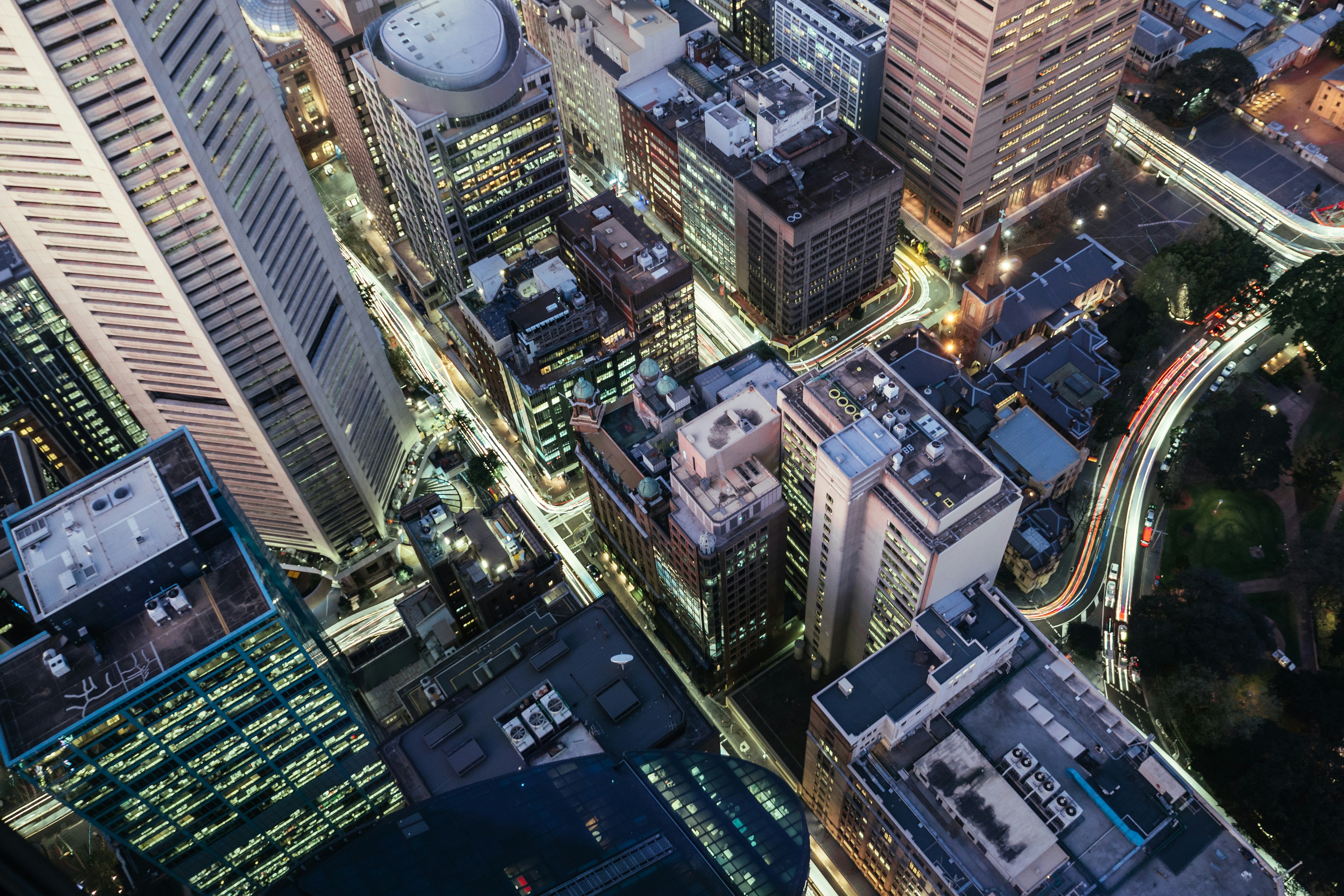 high rise buildings during night time