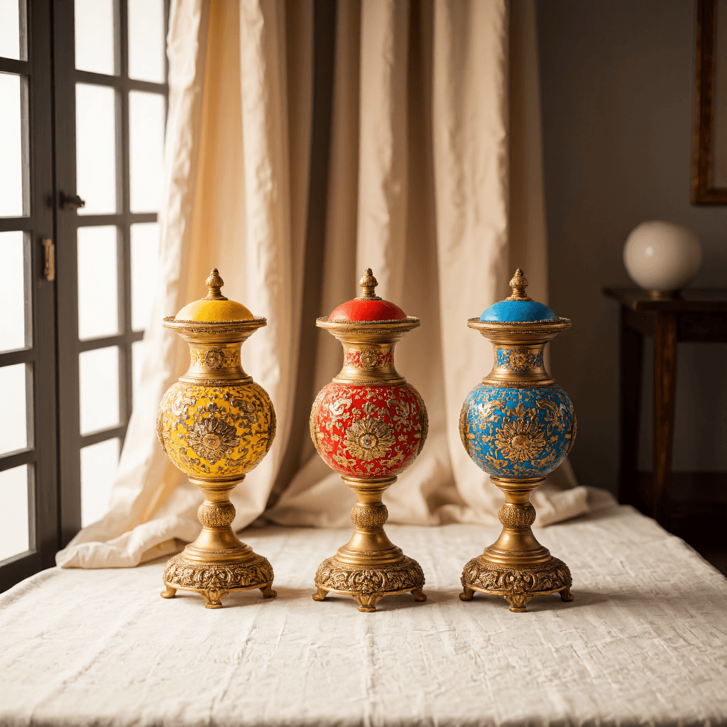 product photography of set of decorative stands