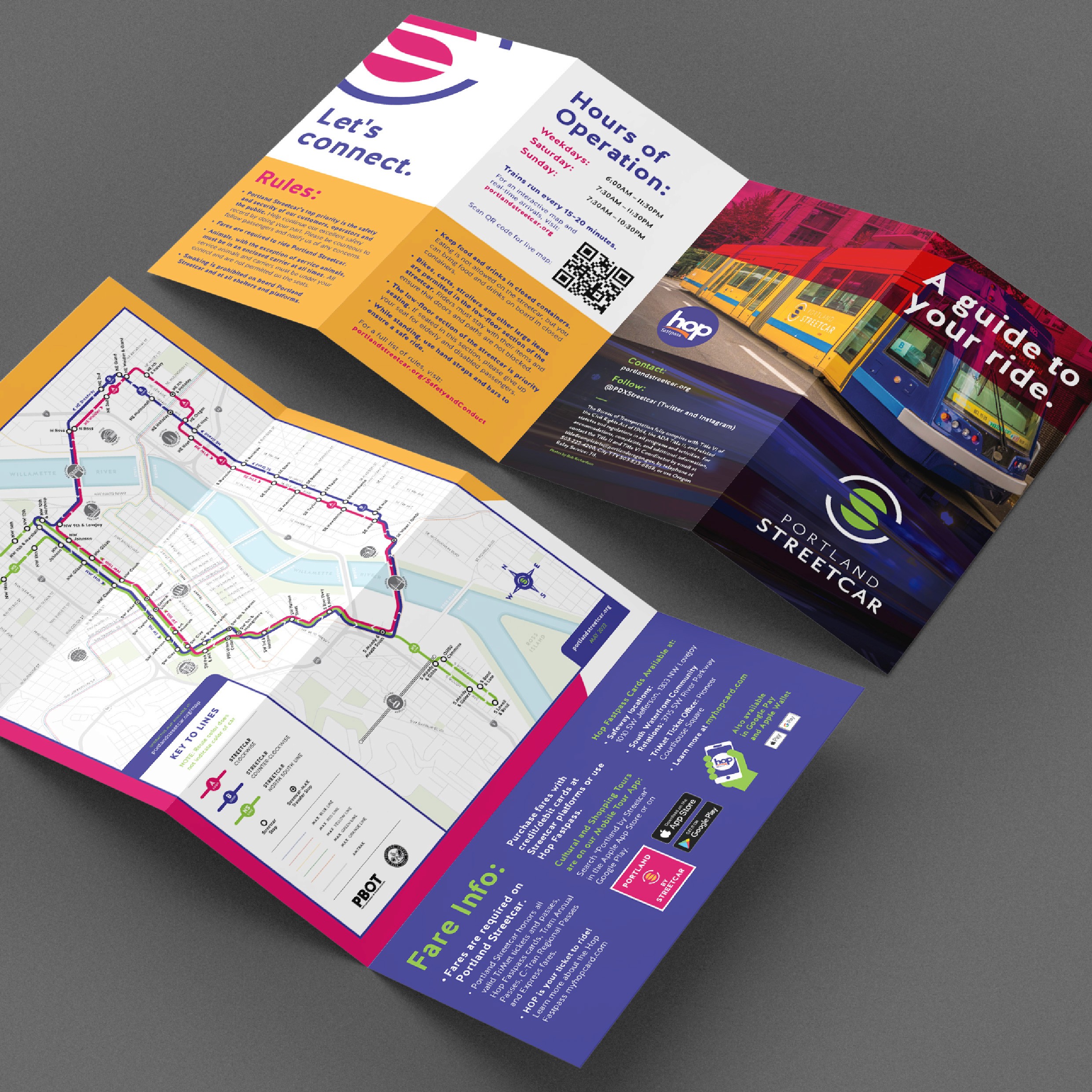 transit map design and collateral design for portland streetcar new brand