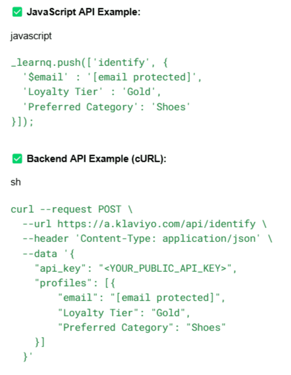 Auto-Tagging Customers.png – A code snippet demonstrating how to use Klaviyo’s API to tag customers dynamically based on their actions.