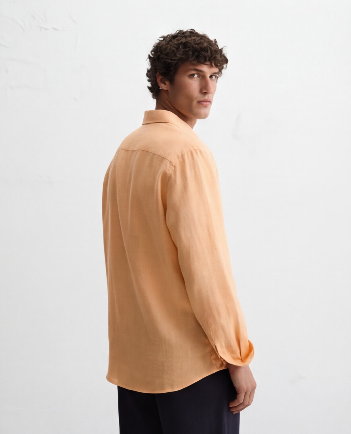Peach Linen Shirt with Relaxed Trousers