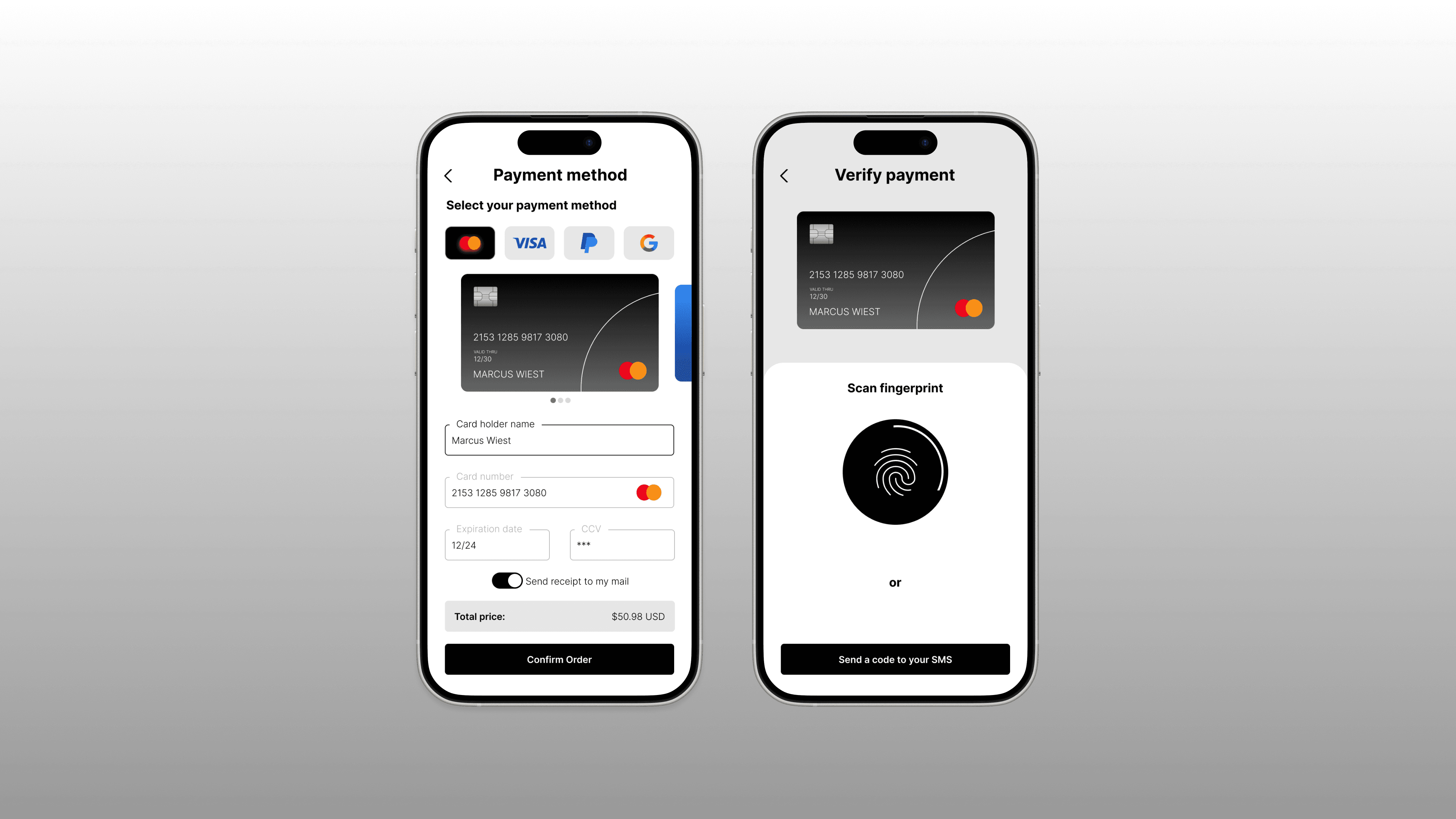 Paument method screen