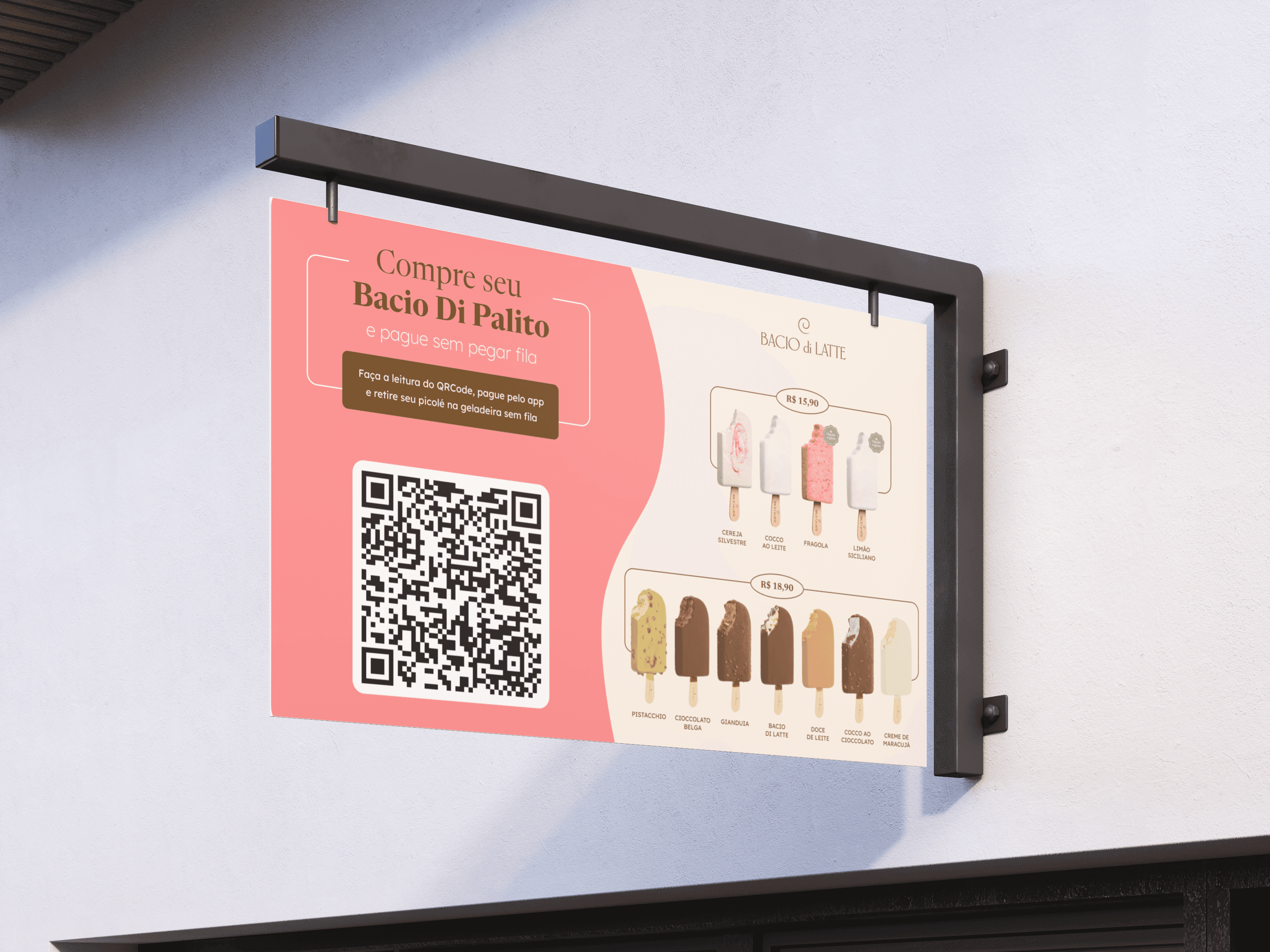 Placa de Geladeira de Sorvete da Bacio di Latte