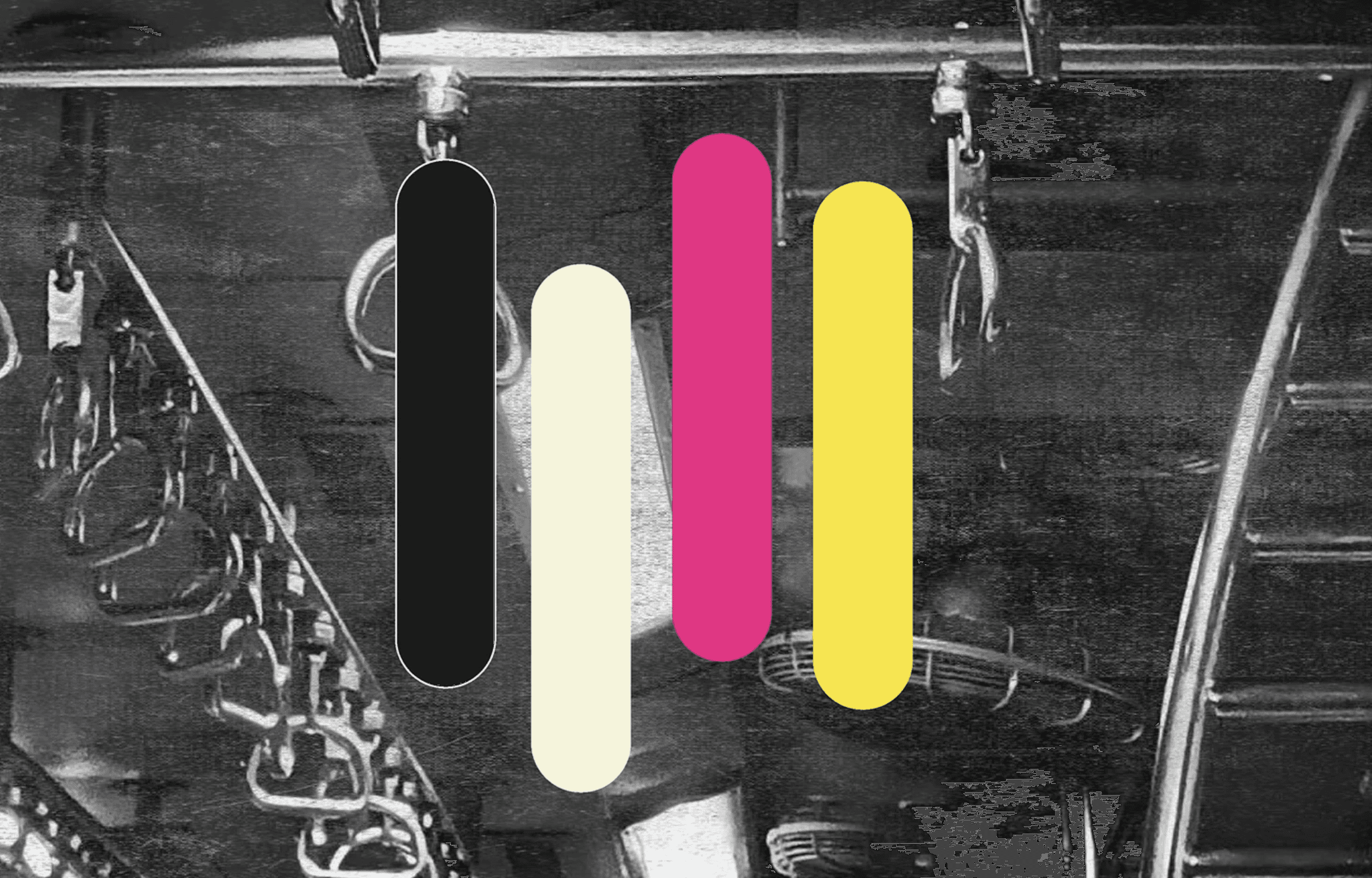 Misal radio FM 46.5 brand colour palette featuring black, beige, pink and yellow inspired by retro radio and music culture.