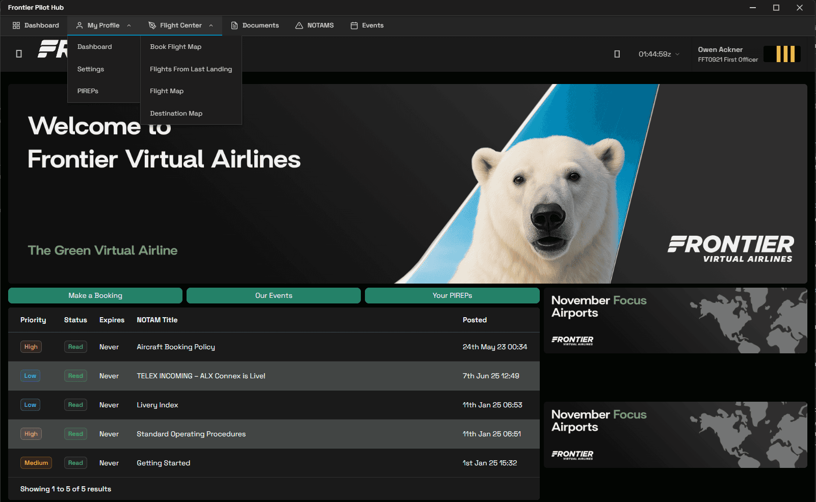 Frontier Virtual EFB