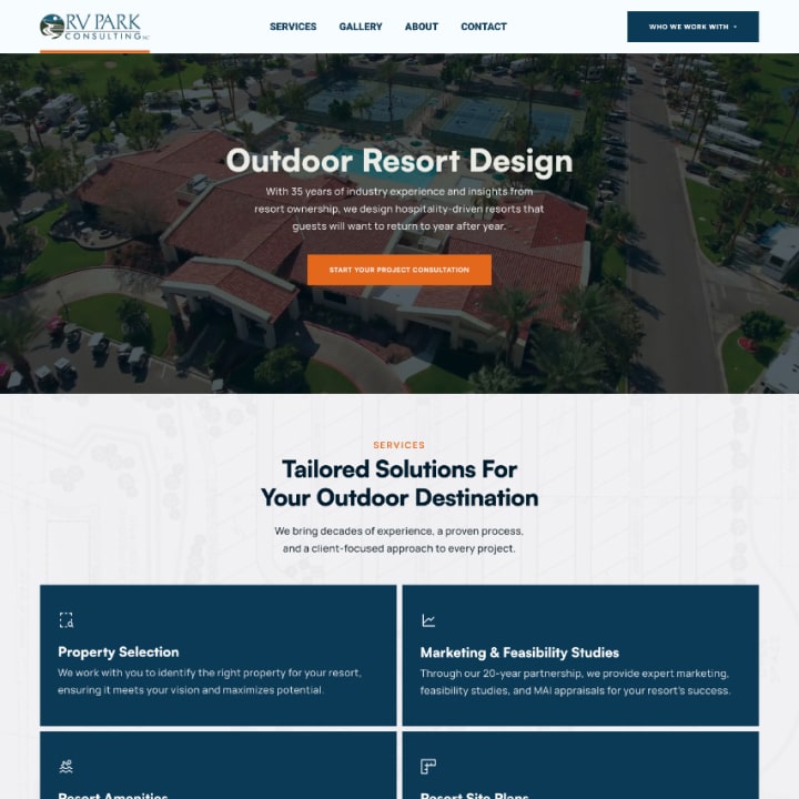Web design for RV Park Consulting by Stauber Creative in Bend
