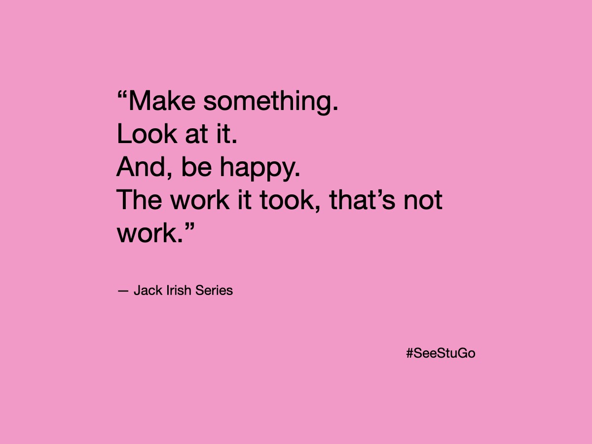 Minimal quote graphic featuring a quote about creativity, effort, and finding joy in the process.