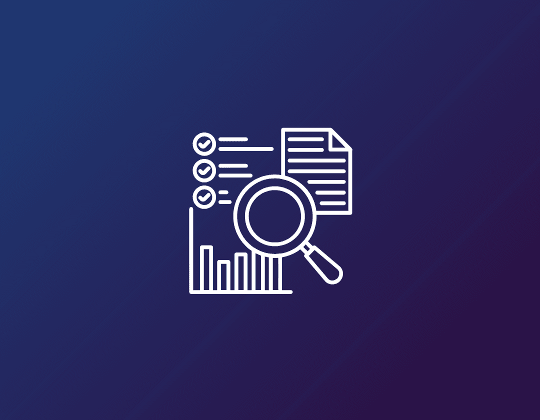 Icon representing ad hoc reporting with stacked documents displaying dynamic charts and graphs