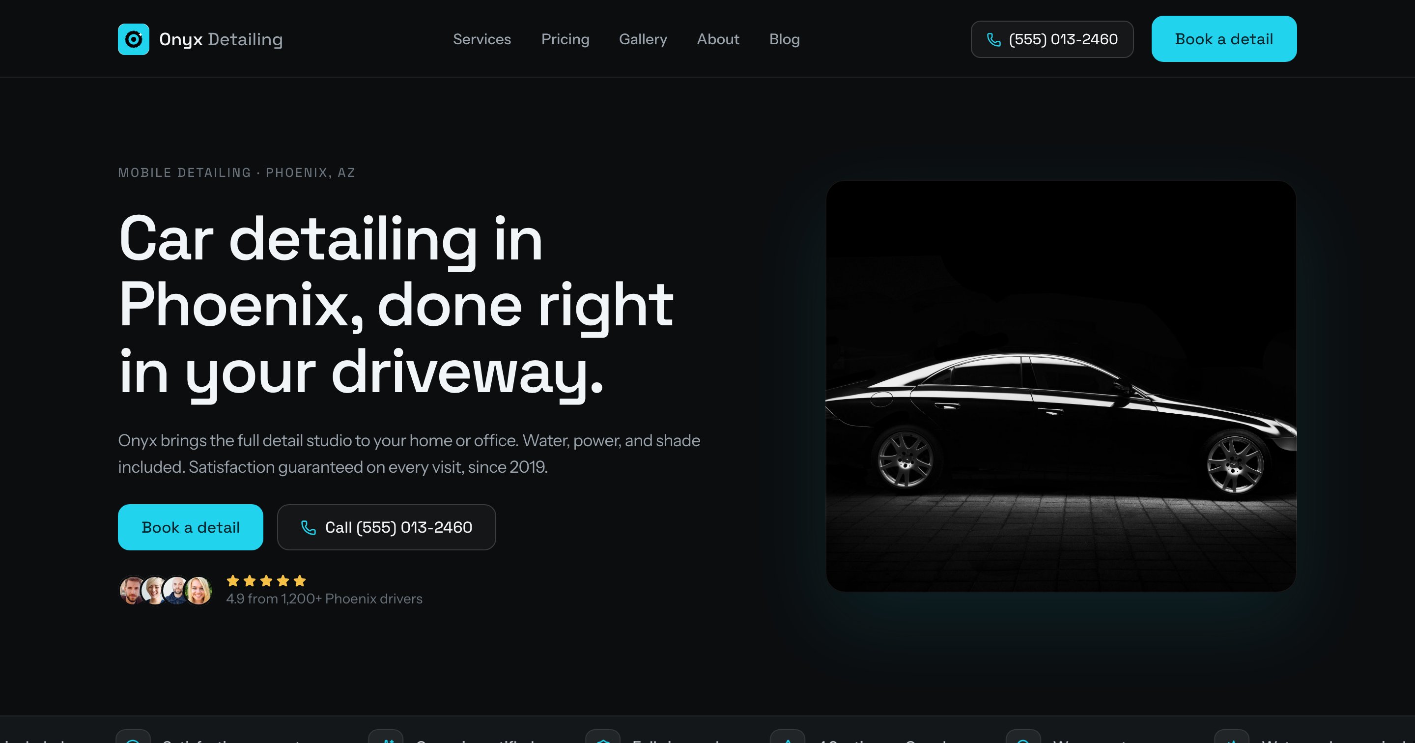 Car Detailing Framer template hero