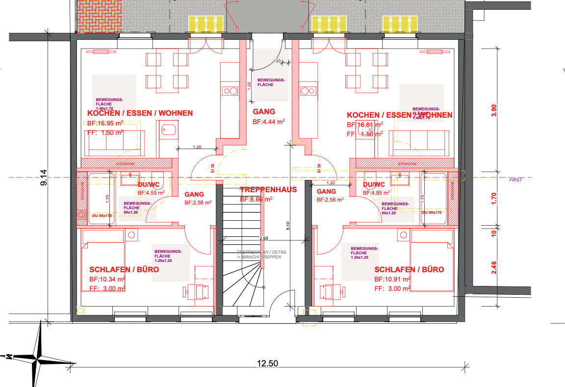 2025 Vergleich der historischen Grundrisse mit den neuen Grundrissen des Hauses Schwertgasse 18