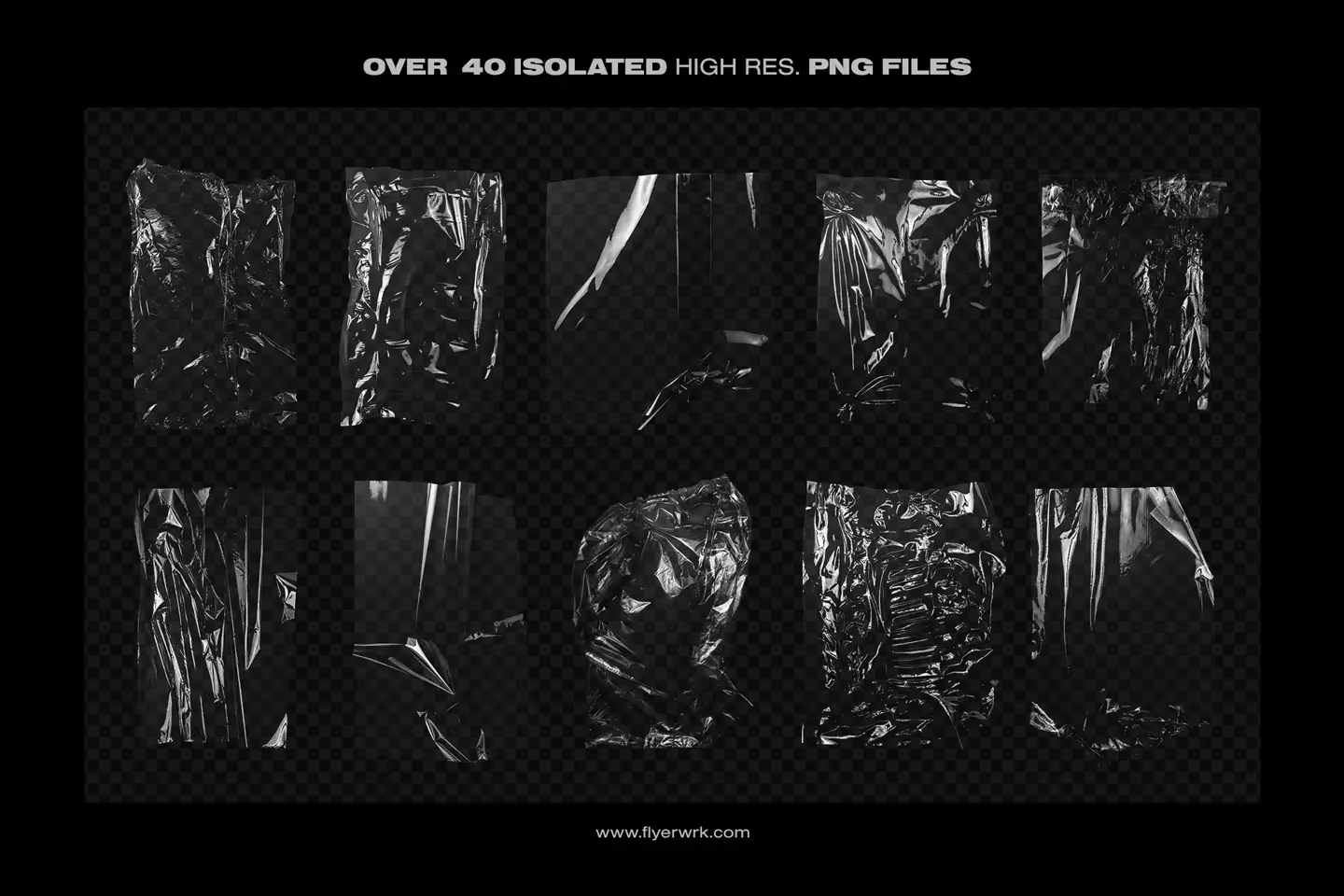 Macro distorted plastic wrap textures collection featuring realistic light warping and high resolution poly details