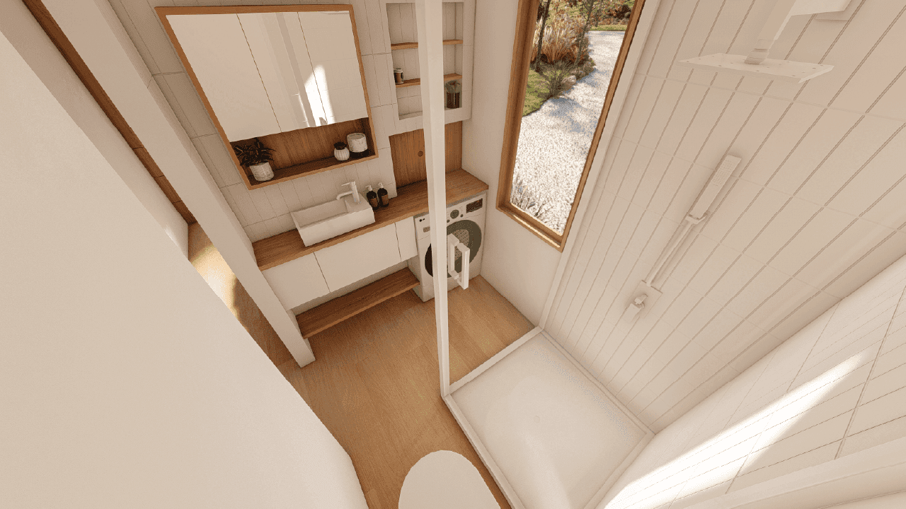 Aalto 9m/30ft tiny house bathroom