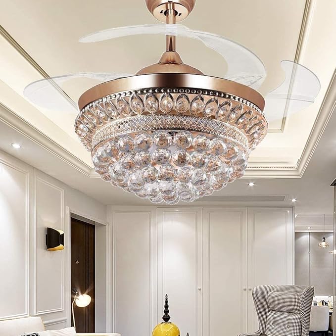 Chandelier with fan for living room enhances the room with its unique design.