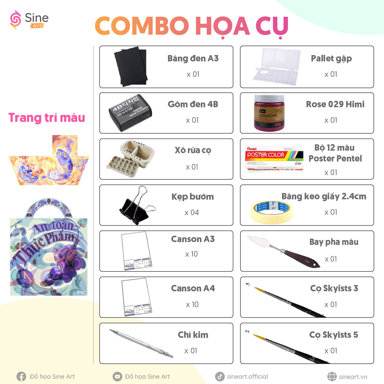 Combo họa cụ cho dân luyện thi vẽ khối V - khối H