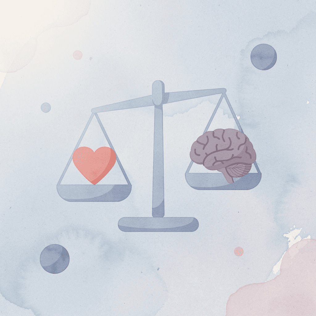 Balance scale icon comparing cheap swag versus sustainable swag