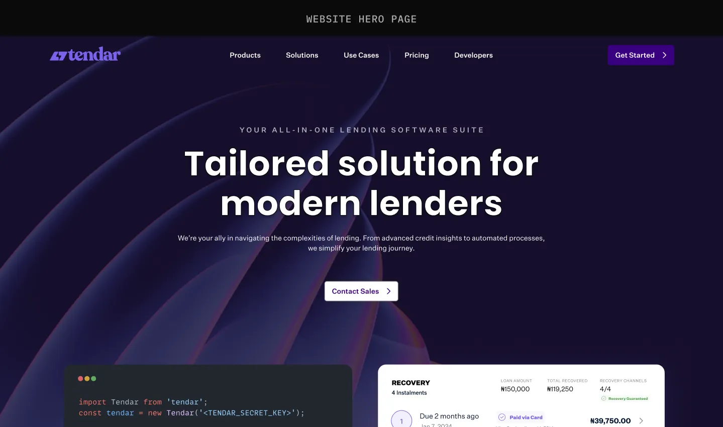 Image of Tendar Website