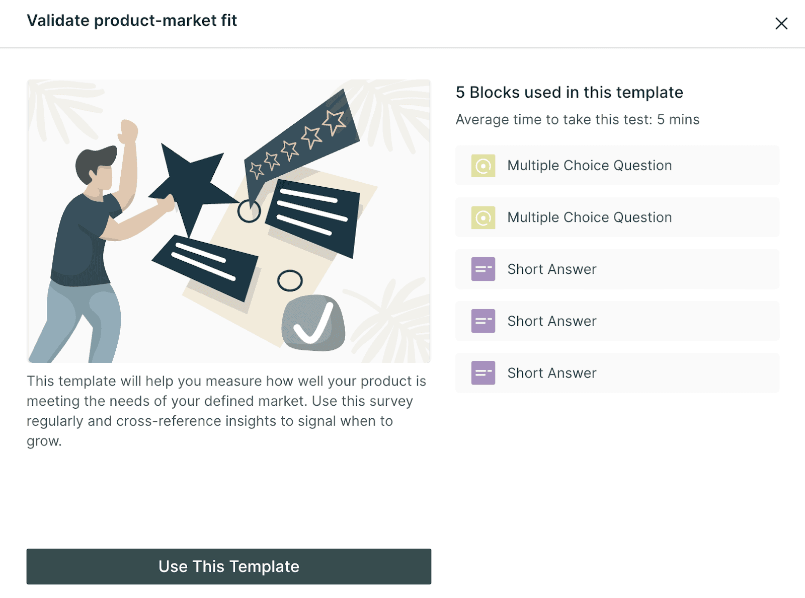 Product Fit Market Template Contents