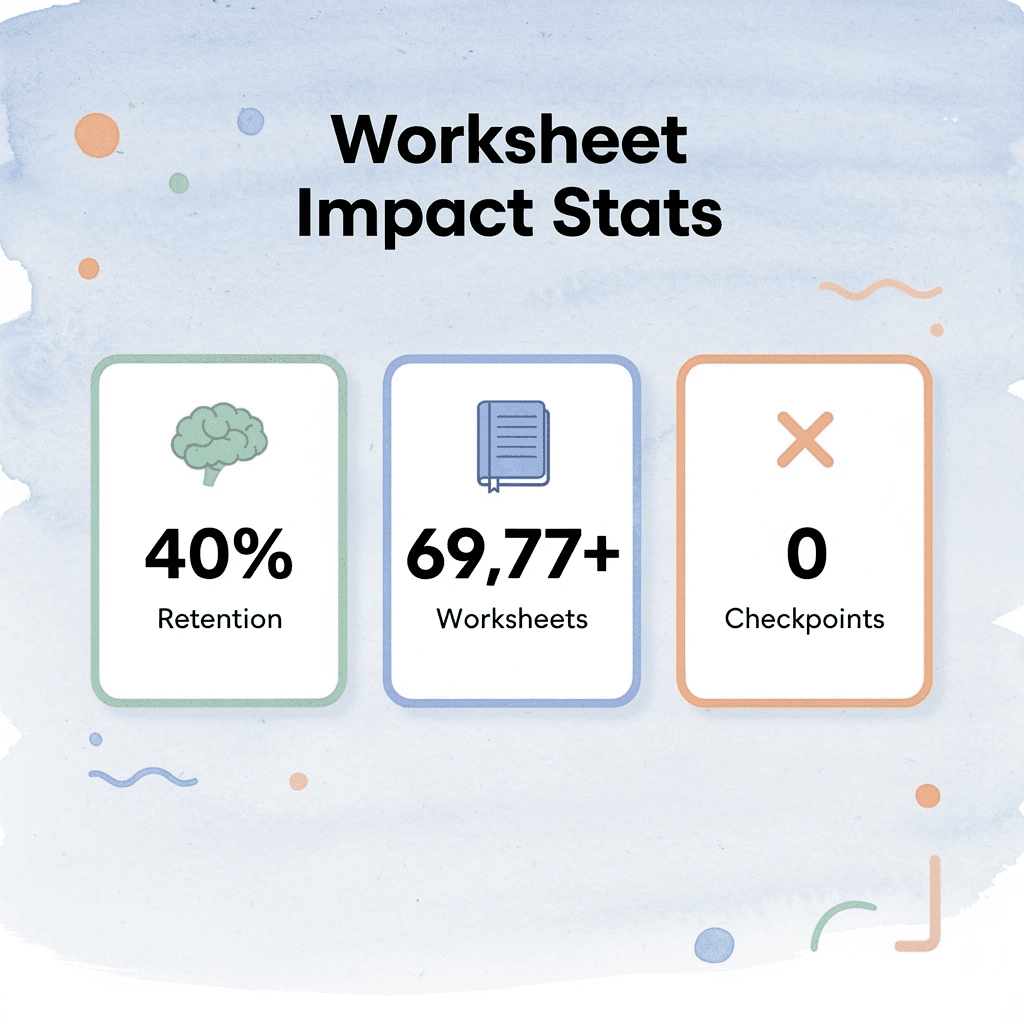  Statistics showing worksheet impact on learning retention