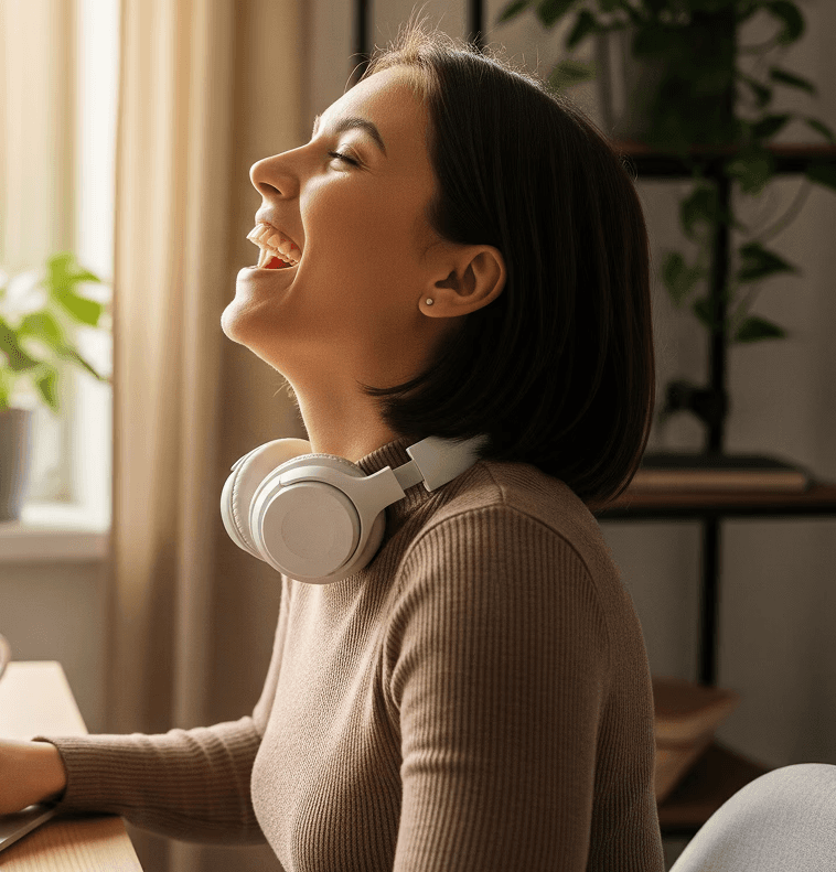 Image of a freelancer laughing