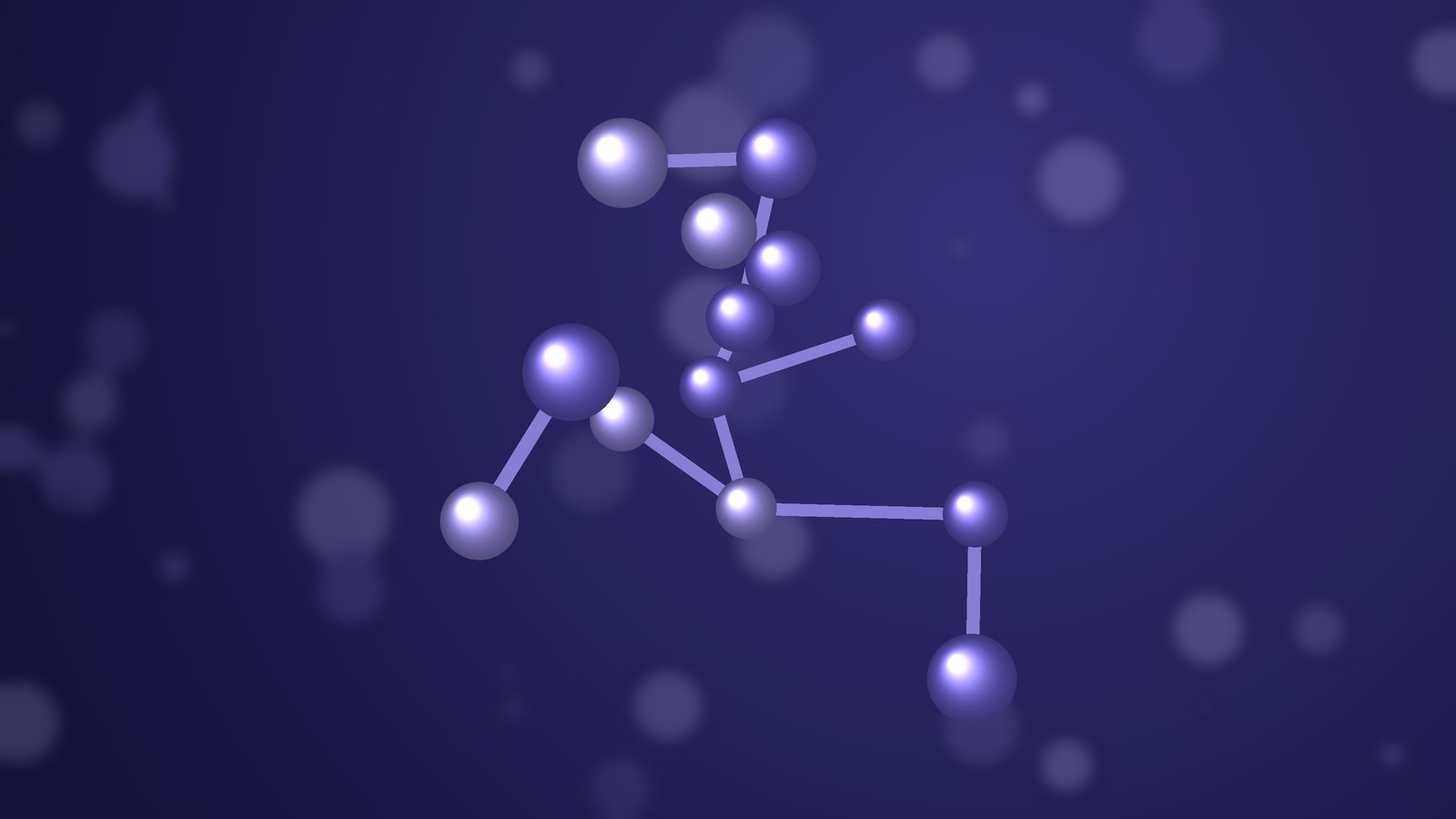 Abstract molecular structure in soft violet tones on a light grid