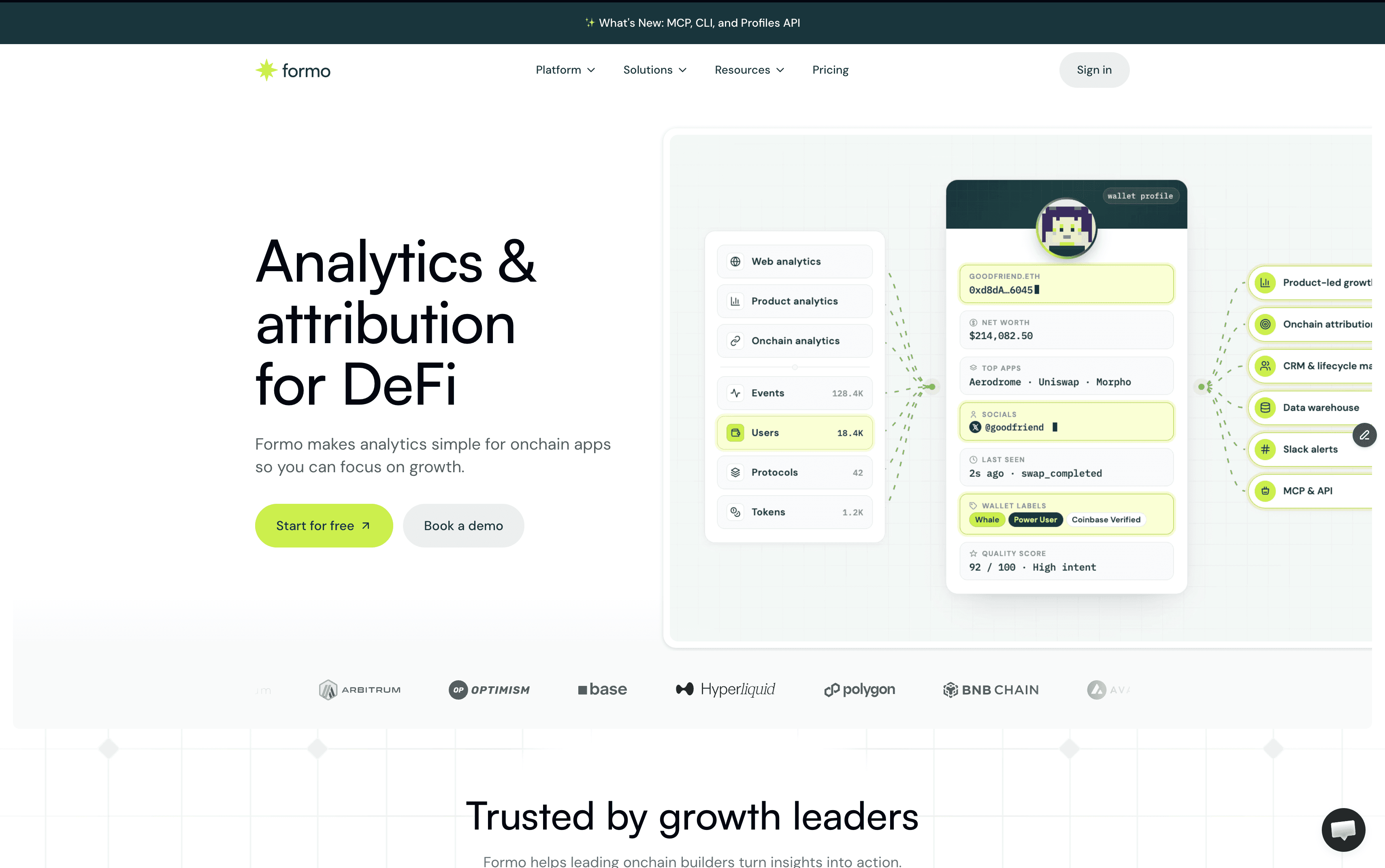 Formo onchain analytics platform for tracking wallet behavior, user journeys, and Web3 product analytics