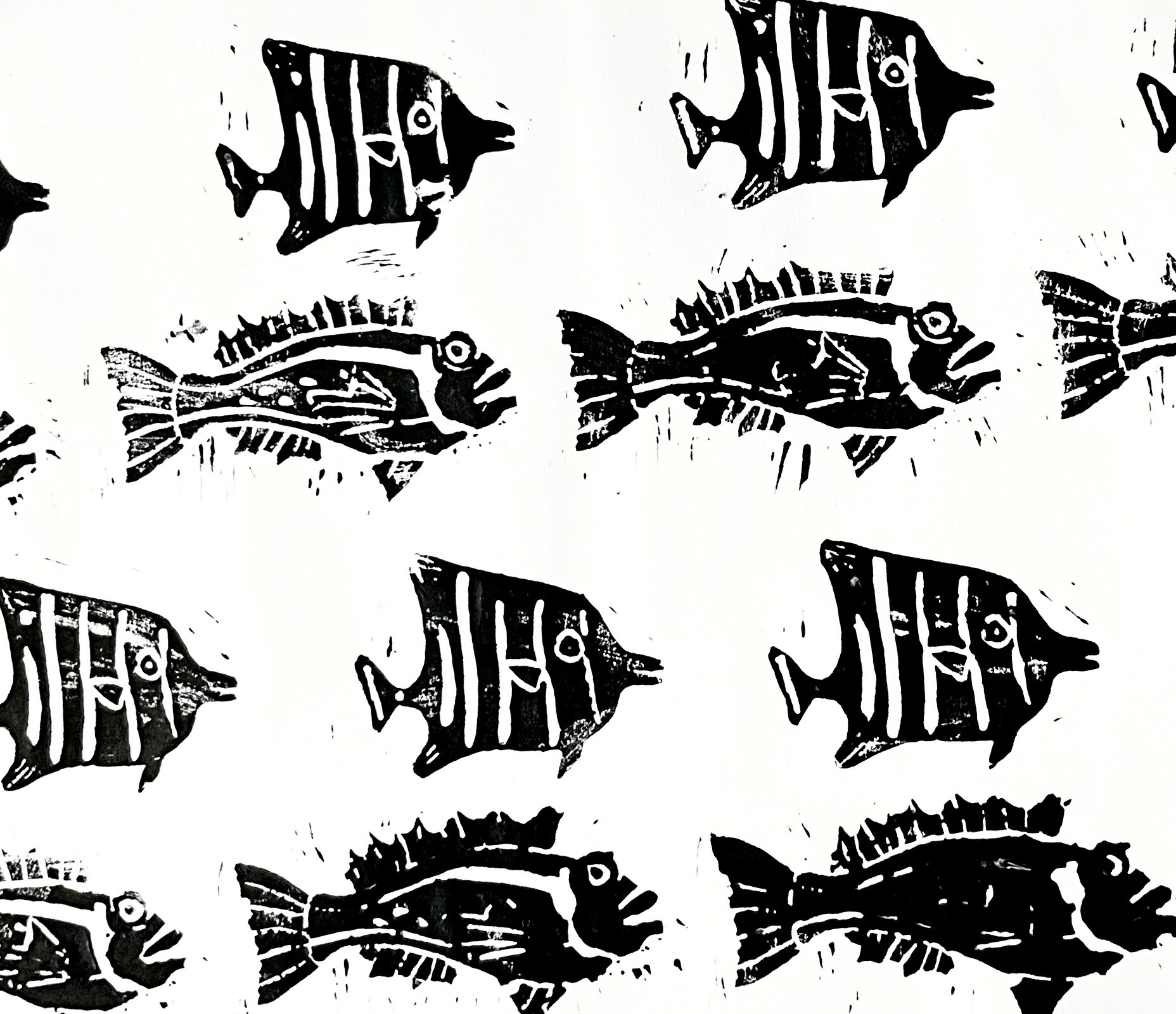 Linocut Fishes