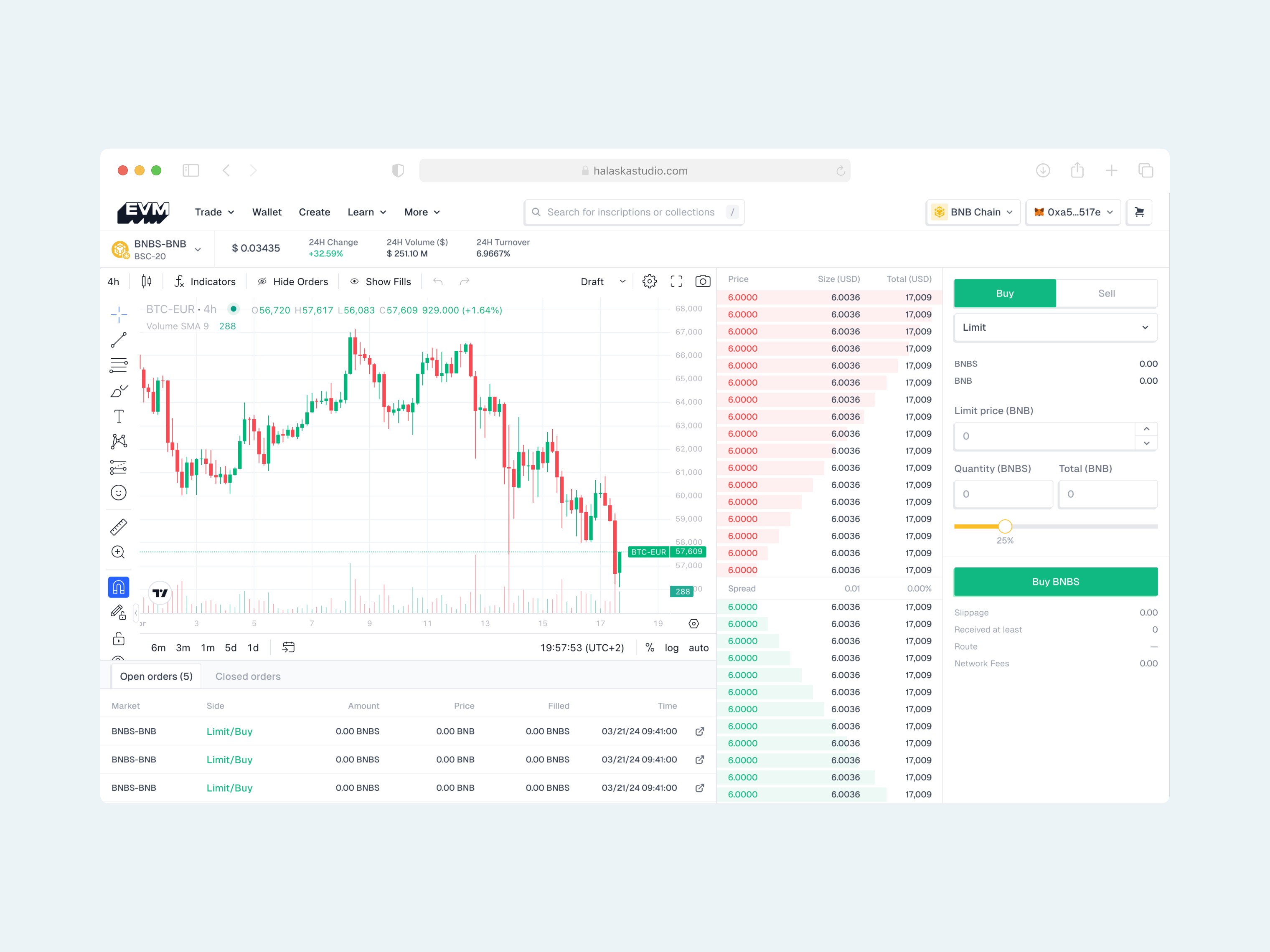 EVM Inscription marketplace perps dashboard