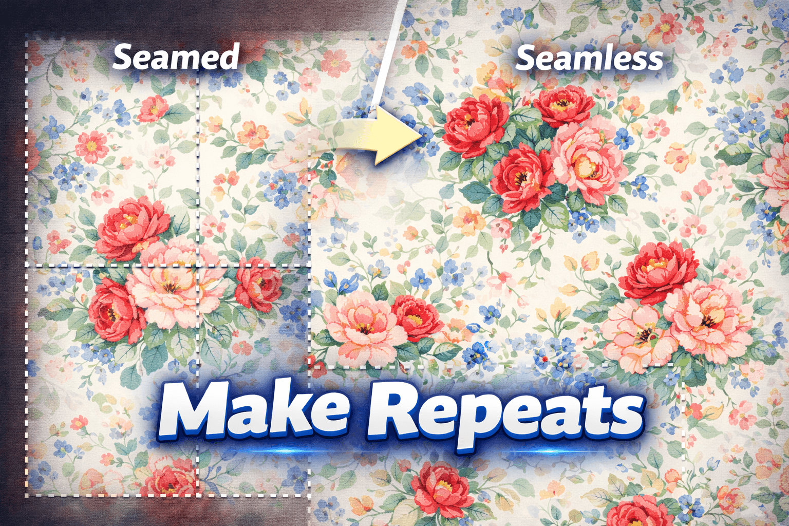 Convert seamed patterns into seamless in seconds