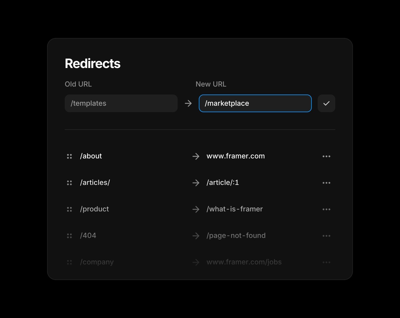 Redirects in Framer