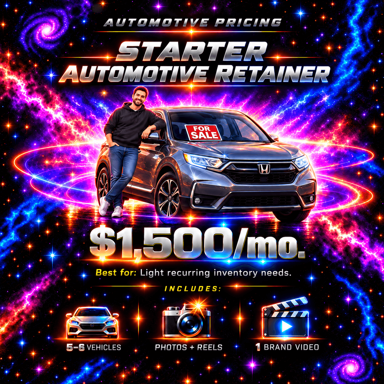 Starter automotive retainer pricing artwork; illustrated imagery.