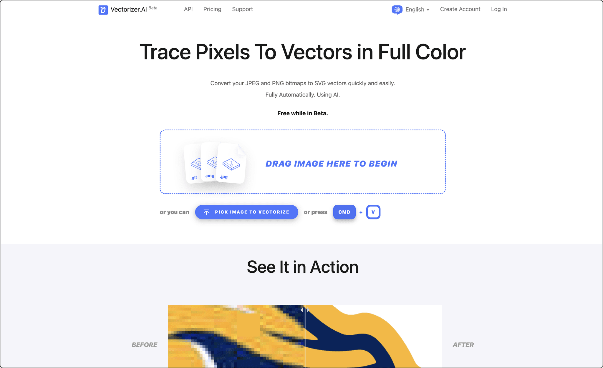 Vectorizer landing page