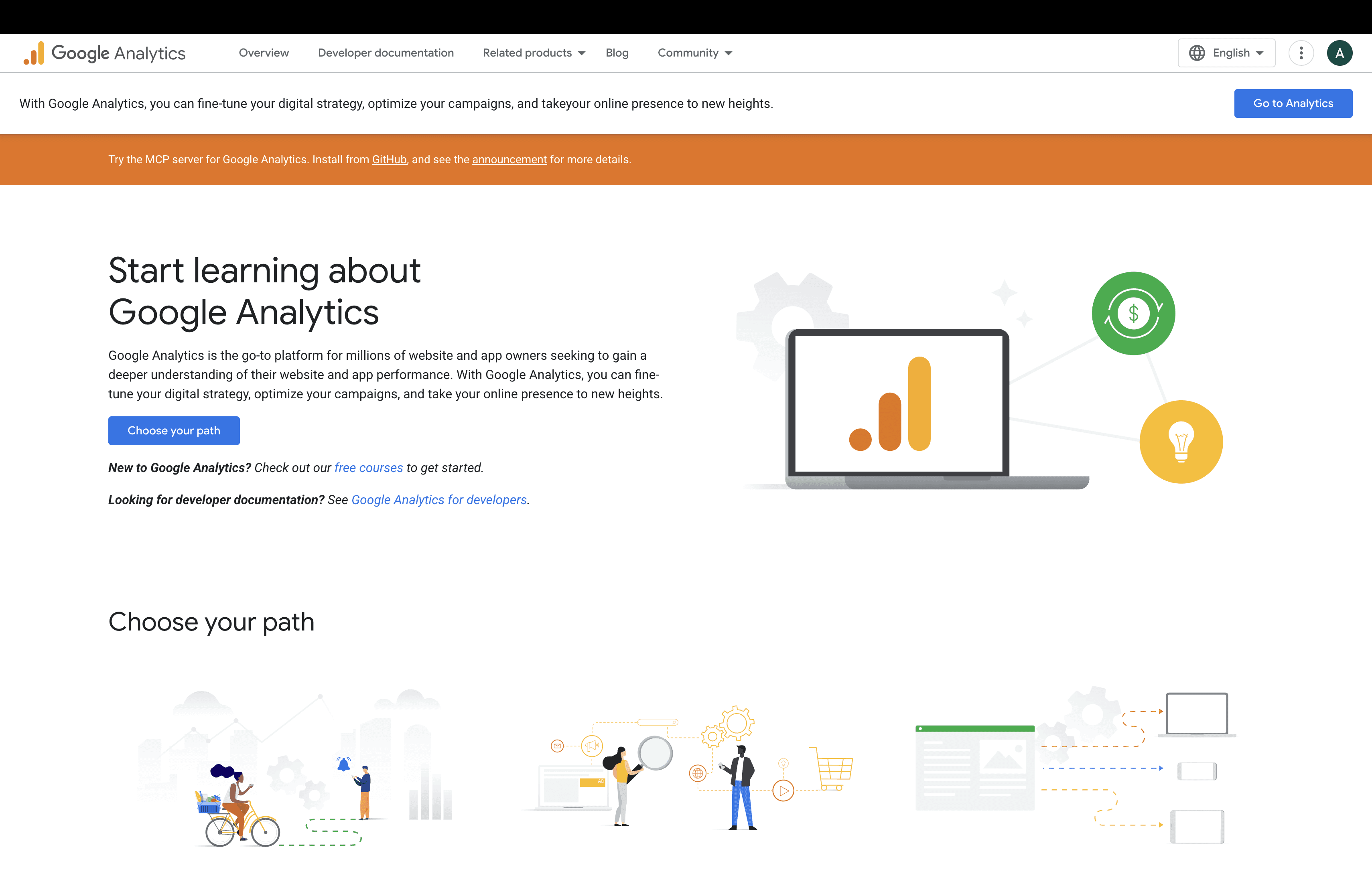 Google Analytics homepage website traffic and user analytics platform