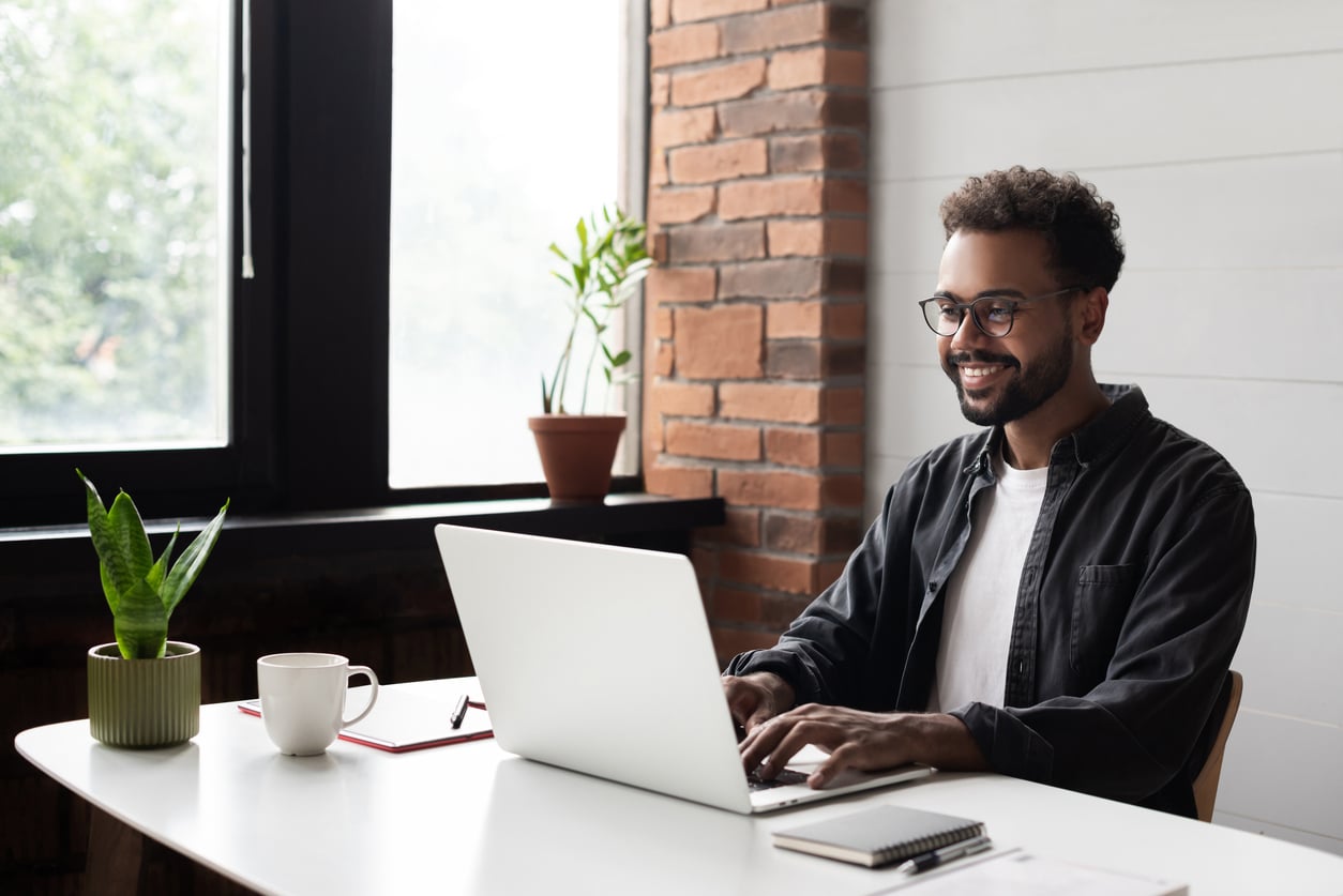 Affiliate partner working on laptop
