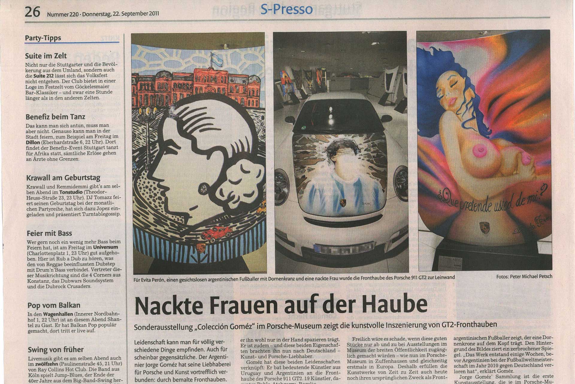 Daniela Boo retrata a "La Coca", Isabel Sarli, sobre el capot de un Porsche en la primera muestra de arte del Museo Porsche Stuttgart.