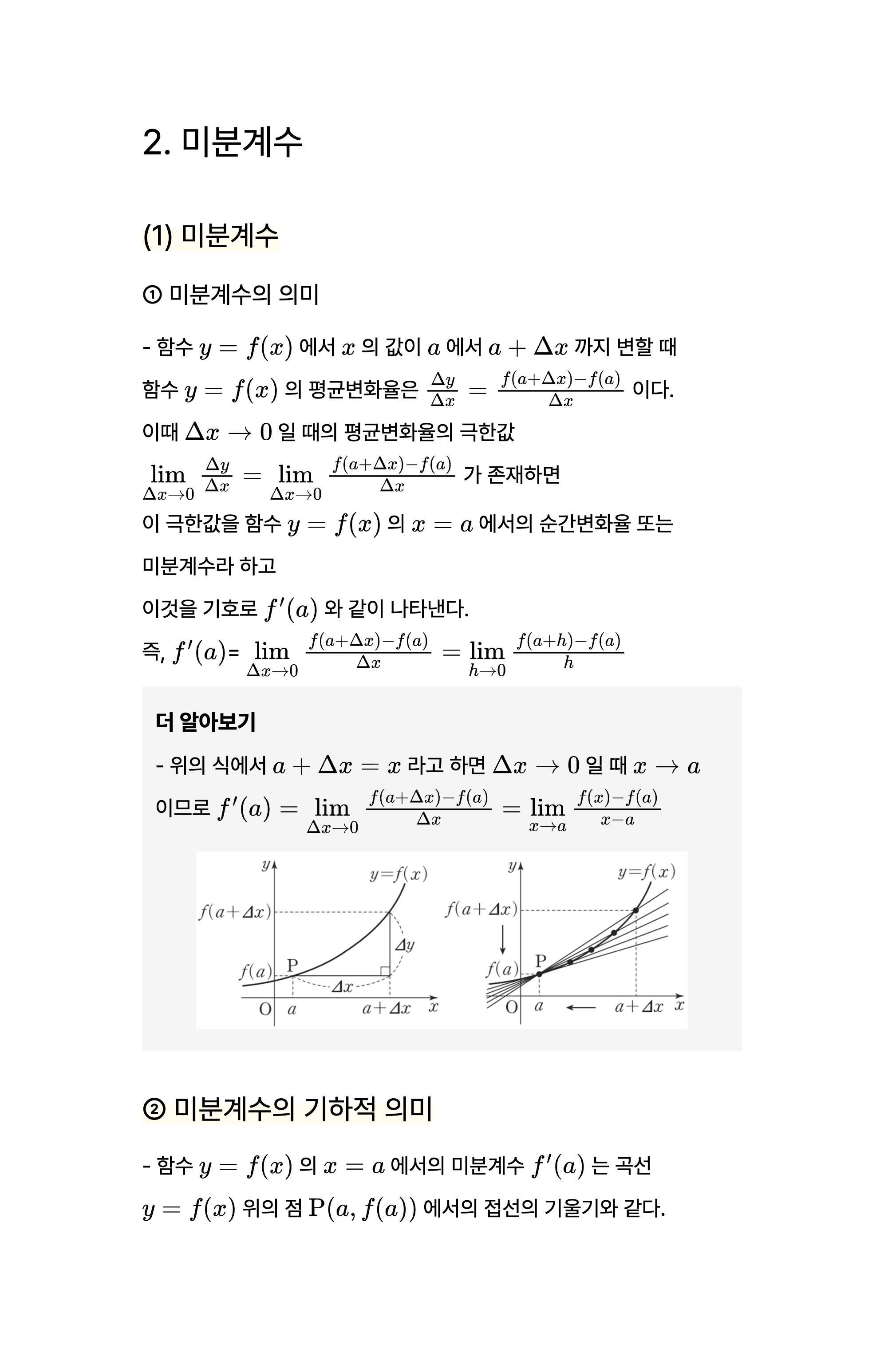 미분의 정의, 미분의 개념