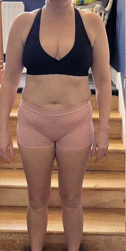 Before and after transformation photos of a Fitnix client