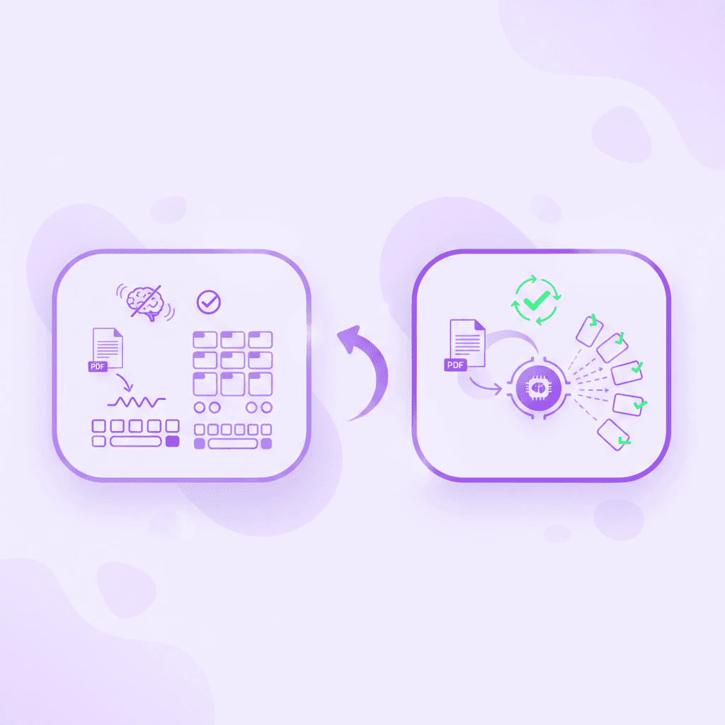 Comparison of manual flashcard creation versus using an AI flash card maker free tool