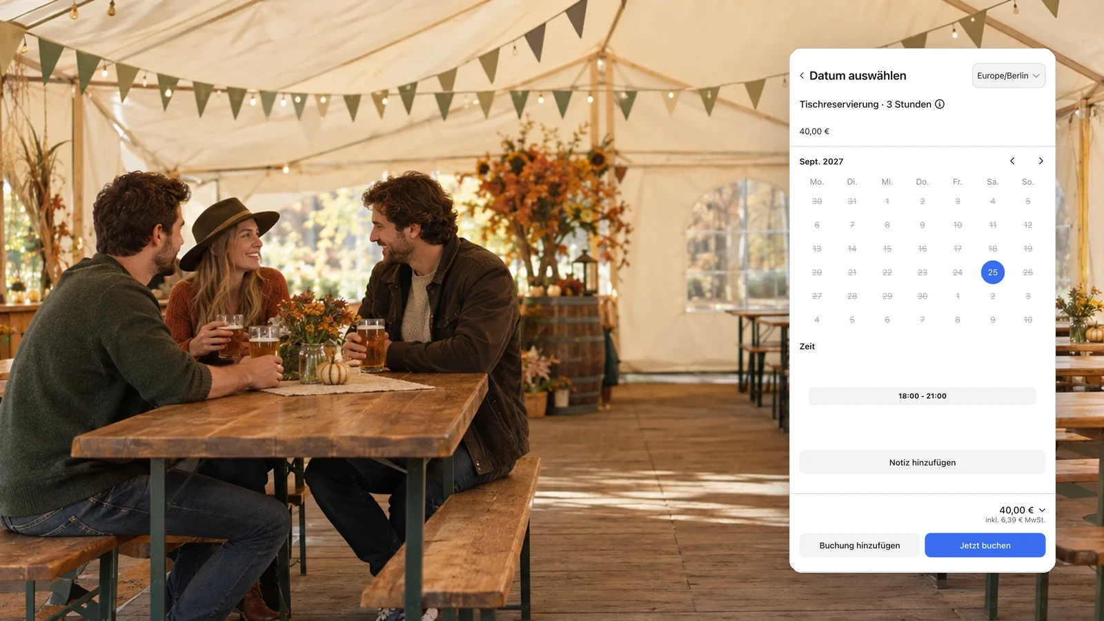 Echte anny Tischreservierung am 25. September 2027 von 18 bis 21 Uhr für 40 €