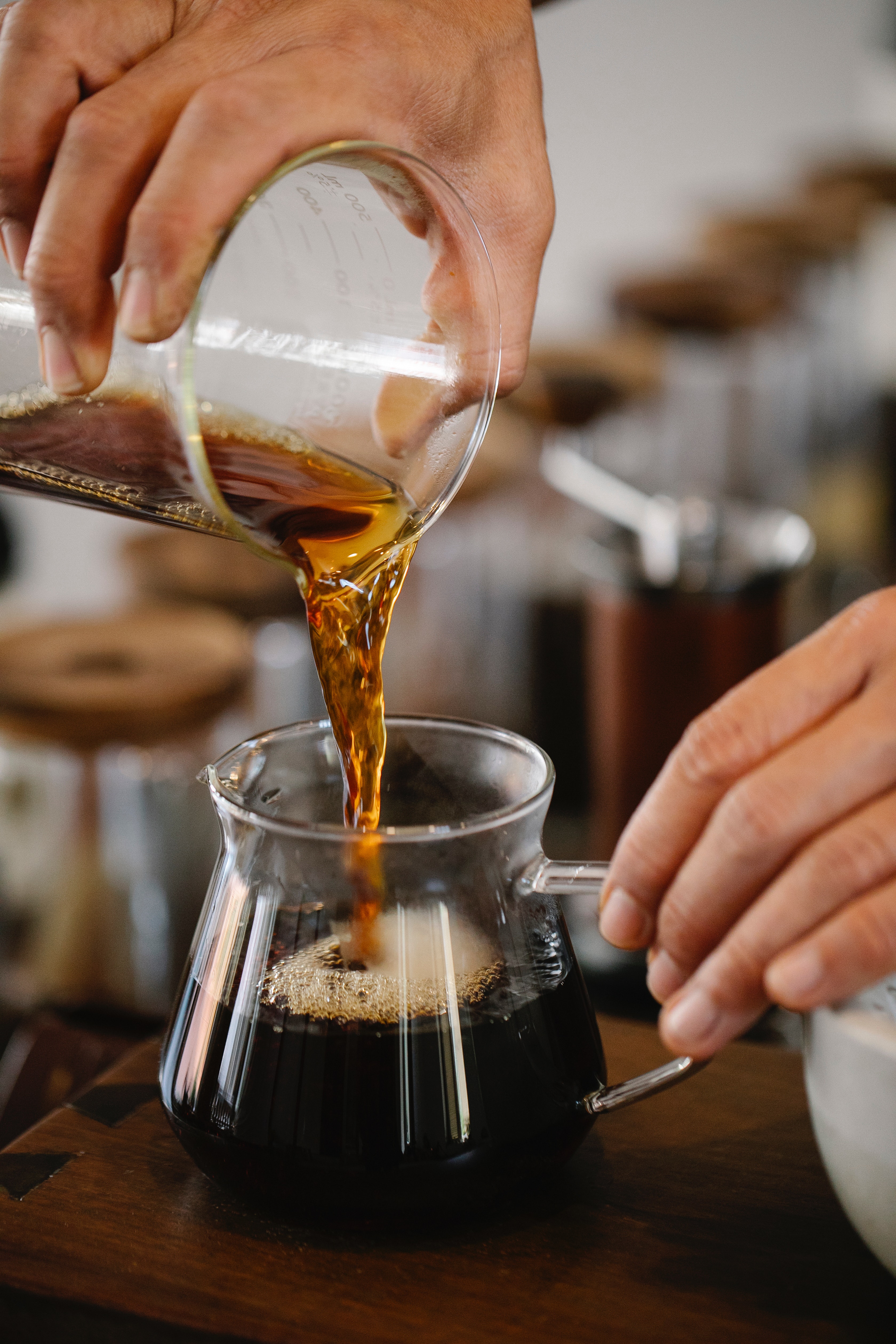 Pouring Coffee into A Cup