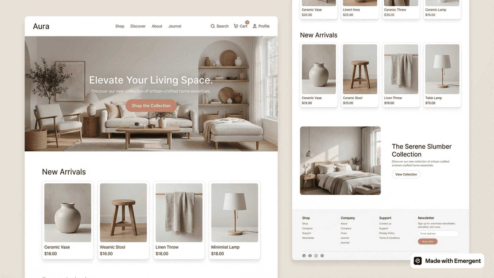 Aesthetic Website Made with Emergent