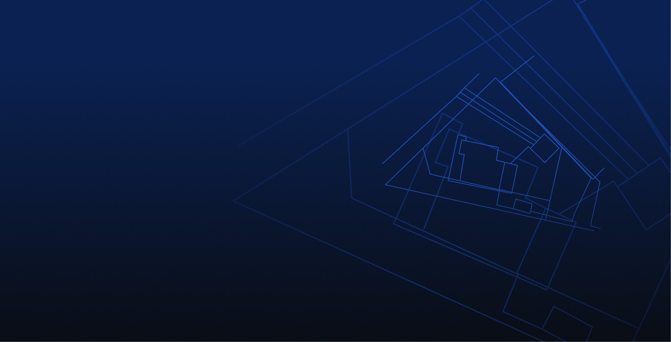 Dark blue and black gradient with overlaid line image representing a site plan