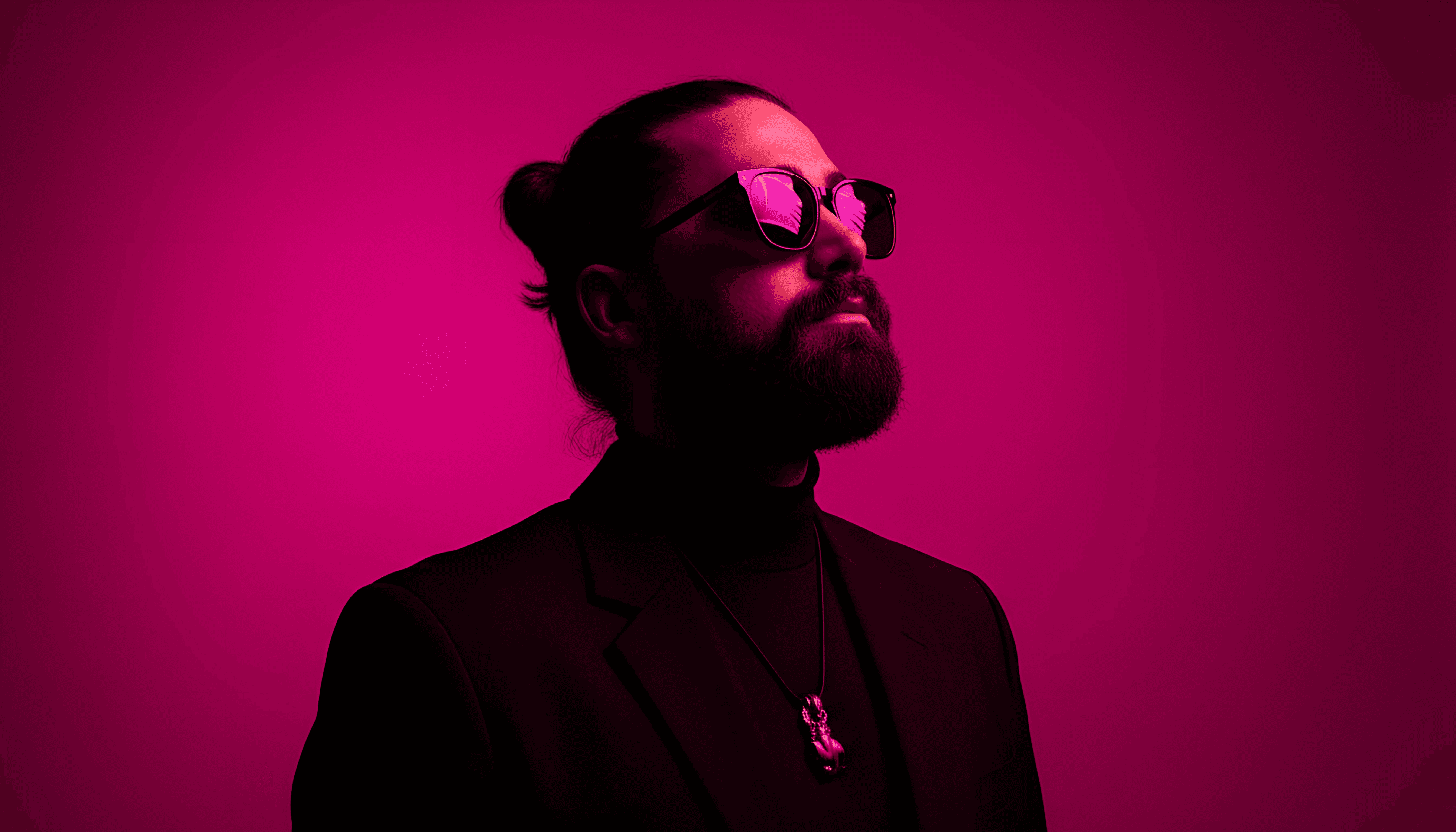 "Conceptual black and white split portrait of Mani Dastgerdi. One half shows a direct gaze, the other is slightly obscured, symbolizing the dual role of a Narrative Architect: bridging the gap between raw business 'Noise' and a clear, impactful 'Message'."