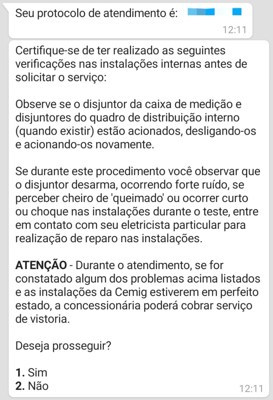 protocolo atendimento whatsapp cemig atende estou sem luz