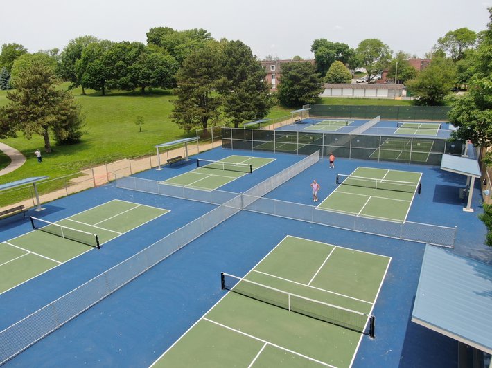 Newly resurfaced tennis court ready for use